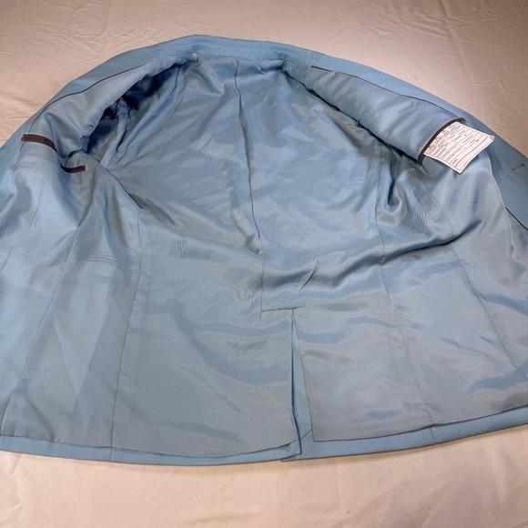3 Piece Suit Men's 38R (XS) Jacket Vest Pants 30-34 X 29 Adj Waist Light Blue - Picture 7 of 14